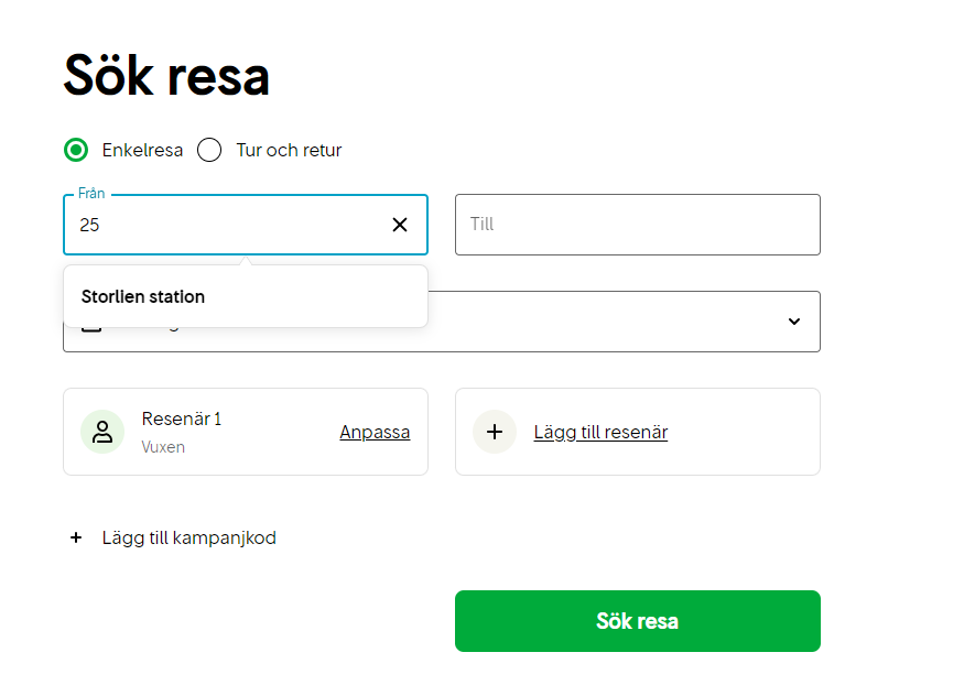 Stationskoder i SJ:s försäljningssystem SNAP och senare